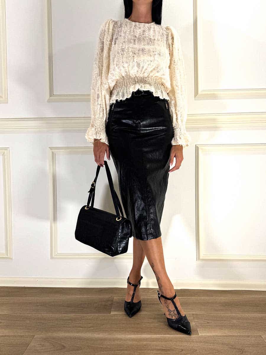 BLUSA DETTAGLIO TULLE ART. W26C226 - TENSIONE IN