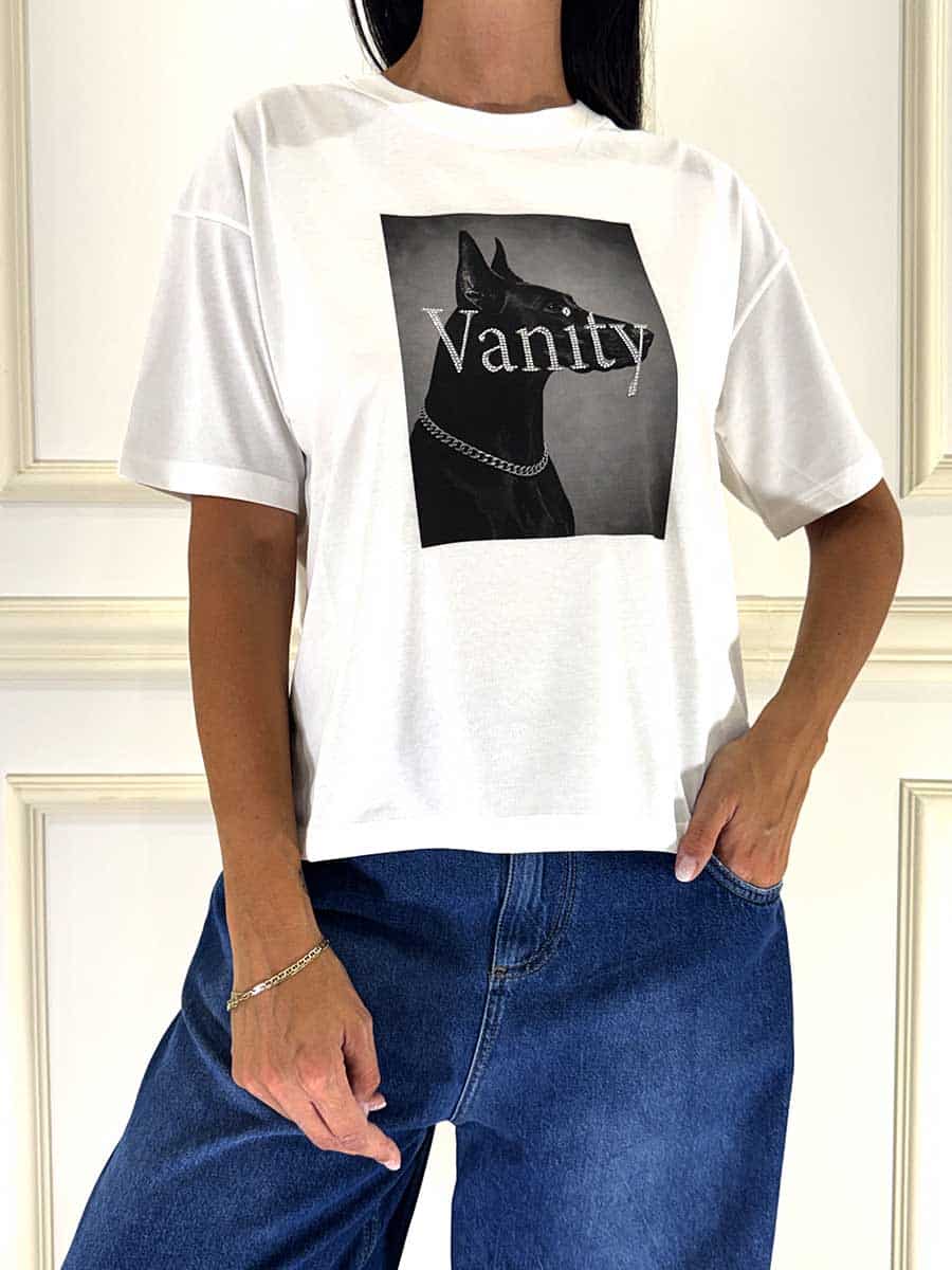 T-SHIRT BASICA CON SCRITTA E STAMPA ART. QUARZO03SU1 - SUSY MIX