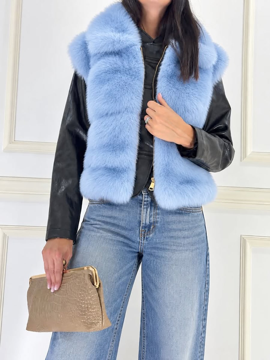 GILET IN ECOPELLICCIA ART. GL0605 - SUSY MIX - AZZURRO