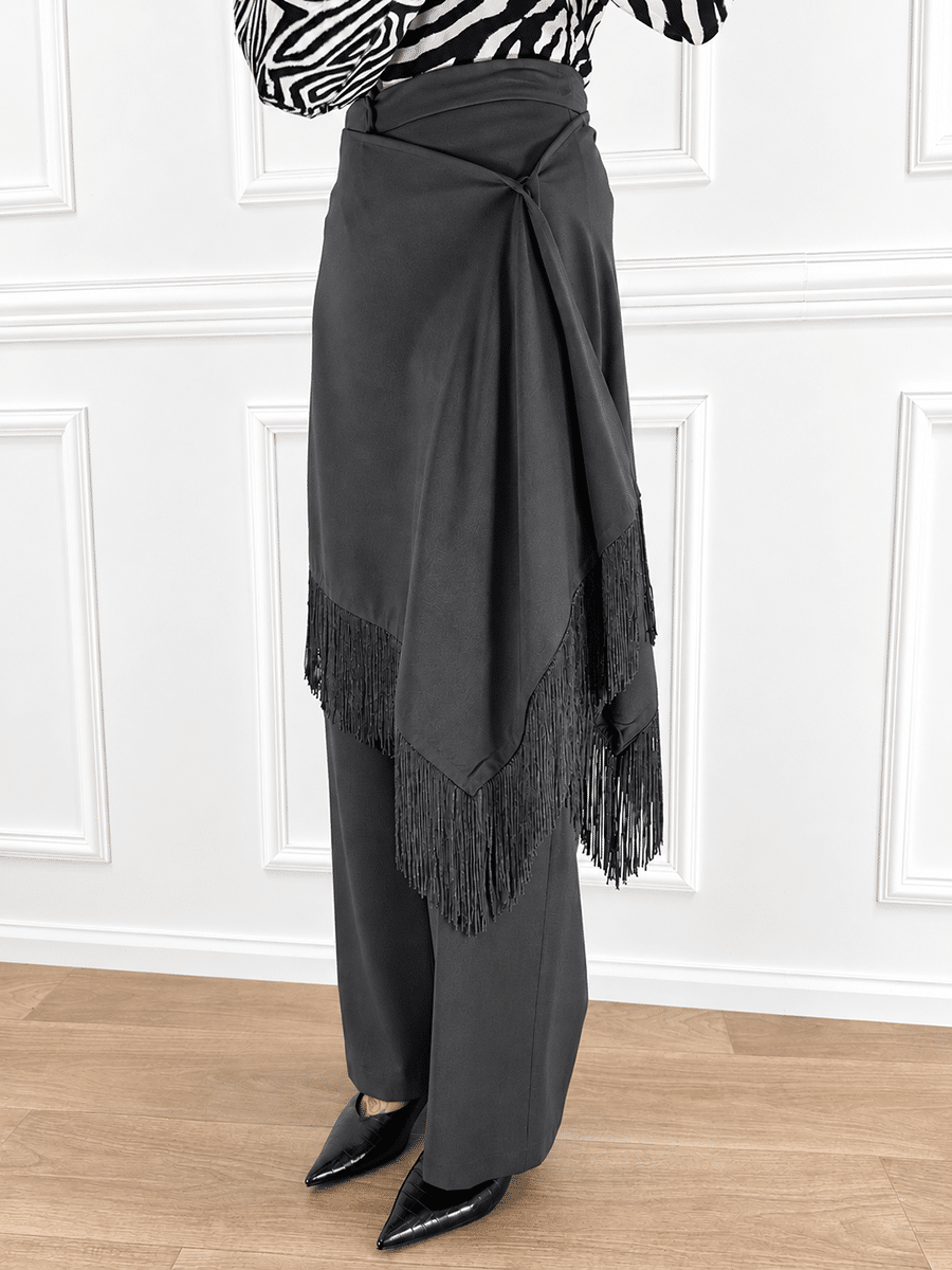 PANTALONE CON PAREO FRANGE ART. 27P6217 - TENSIONE IN - ANTRACITE, XS