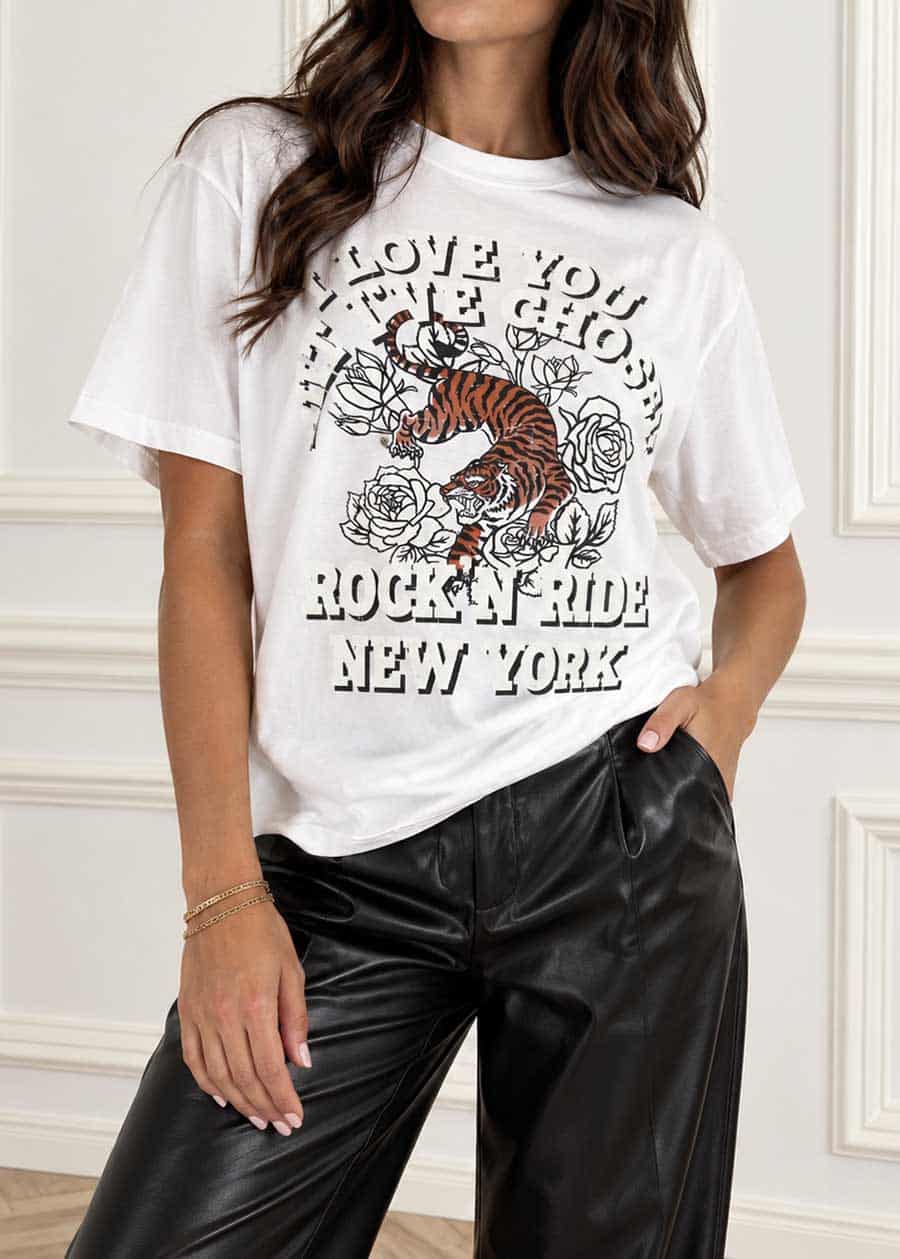 T-SHIRT STAMPA TIGRE ART. 12940 - SUSY MIX - BIANCO