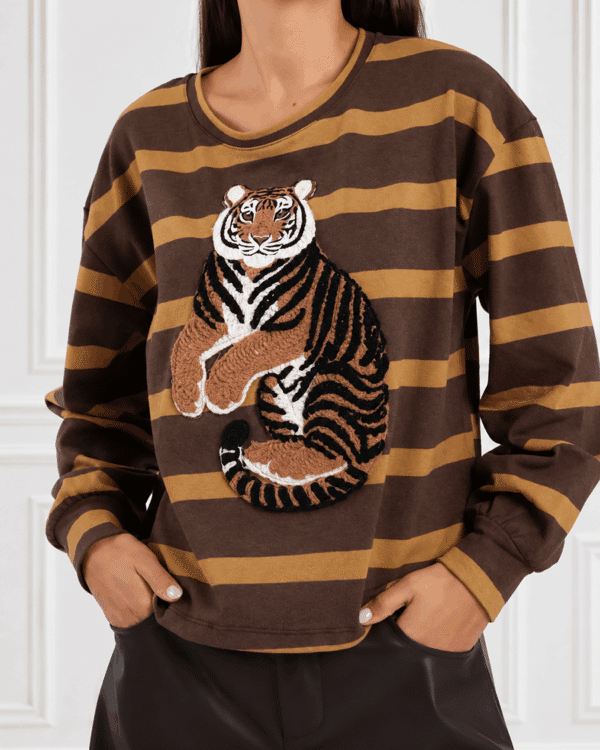 FELPA RIGHE CON PATCH TIGRE ART. SH004931 - SUSY MIX