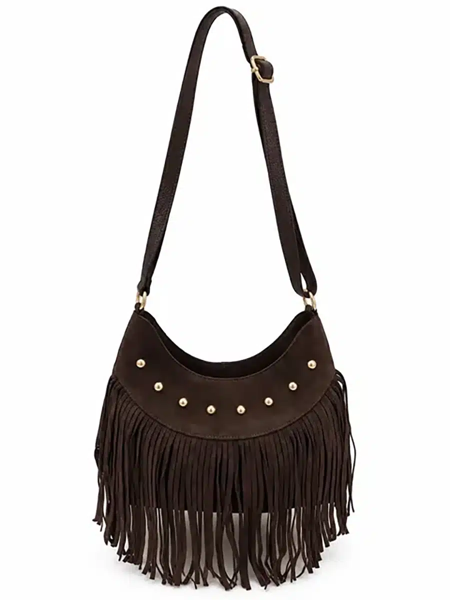 BORSA IN SUEDE CON FRANGE E BORCHIE ART. 4783