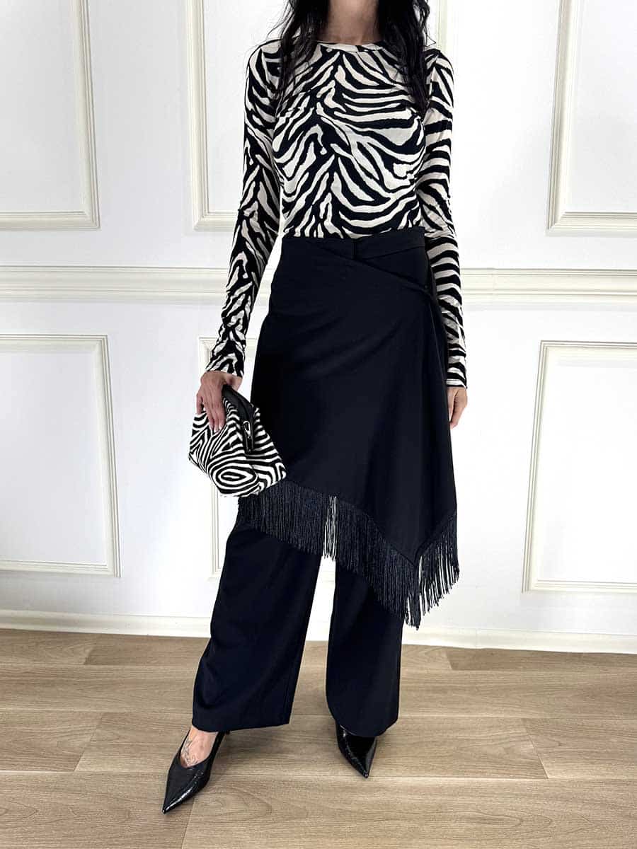 PANTALONE CON PAREO FRANGE ART. 27P6217 - TENSIONE IN