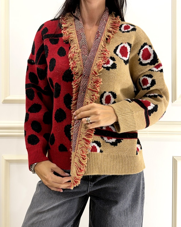 CARDIGAN CON FRANGE ART. W6HMG68A400 - TENSIONE IN