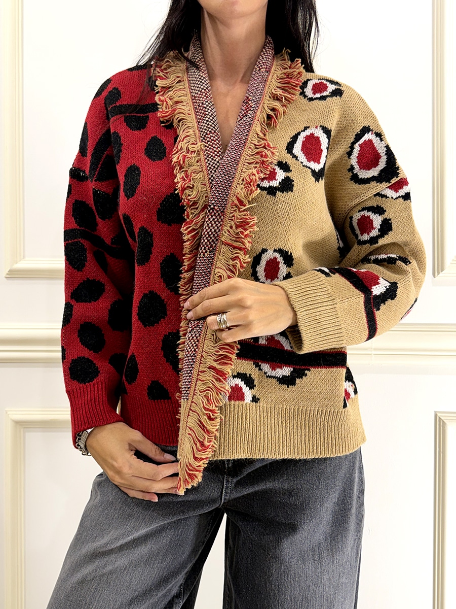 CARDIGAN CON FRANGE ART. W6HMG68A400 - TENSIONE IN