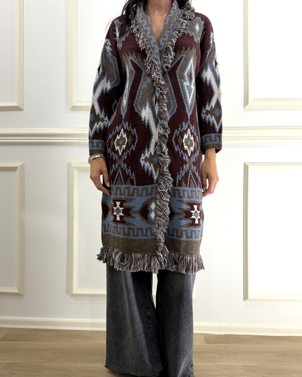 CARDIGAN LUNGO STAMPA JACQUARD ART. M356 - SUSY MIX