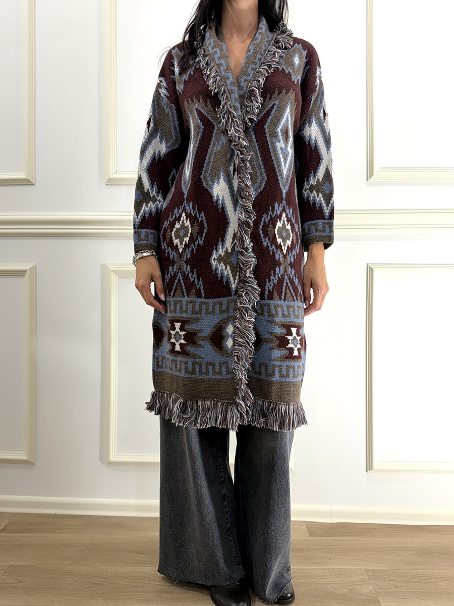 CARDIGAN LUNGO STAMPA JACQUARD ART. M356 - SUSY MIX