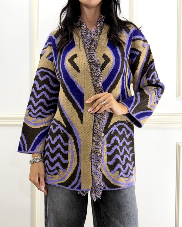 CARDIGAN CON FRANGE ART. W6HMG70A400 - TENSIONE IN