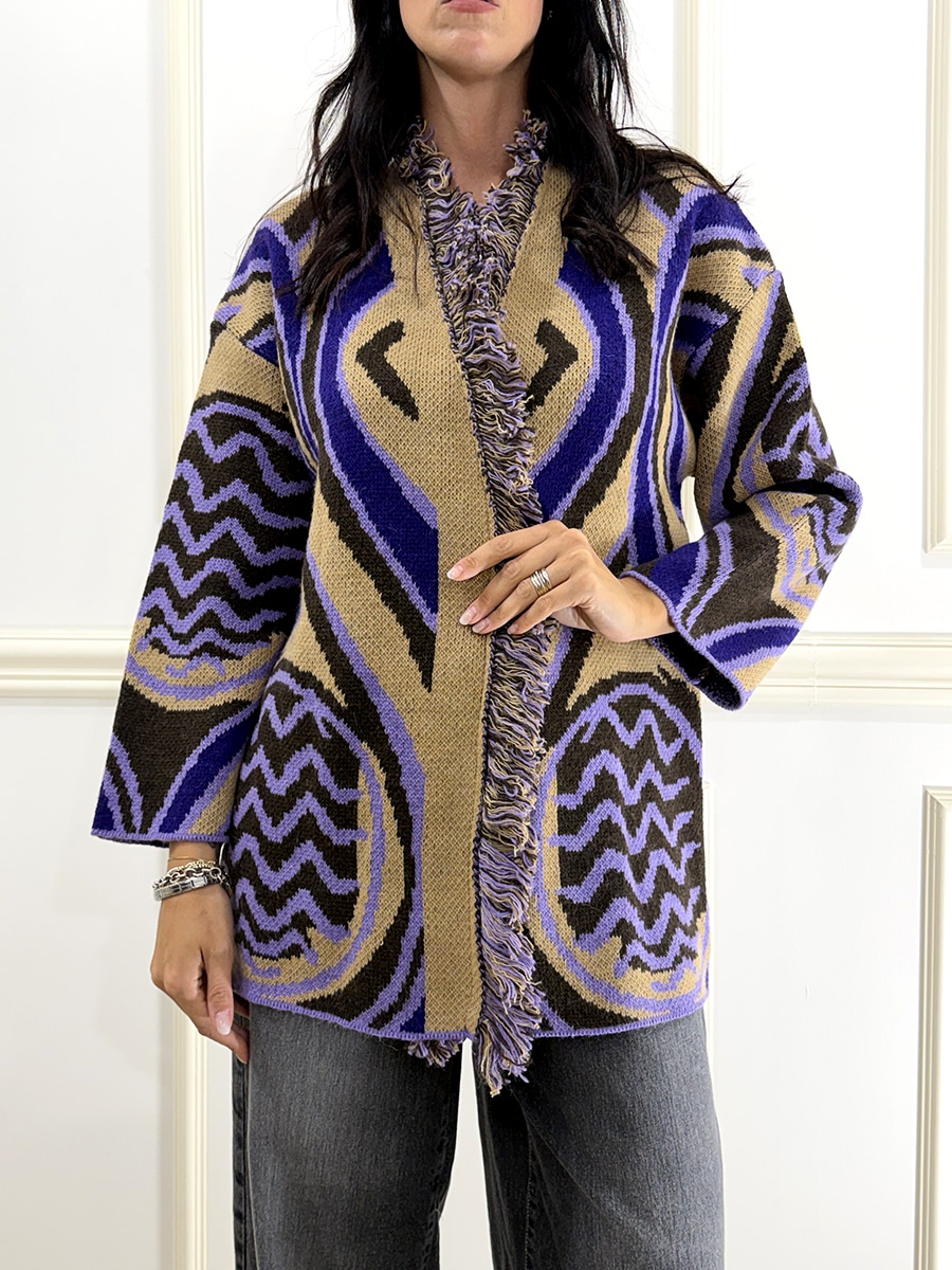 CARDIGAN CON FRANGE ART. W6HMG70A400 - TENSIONE IN