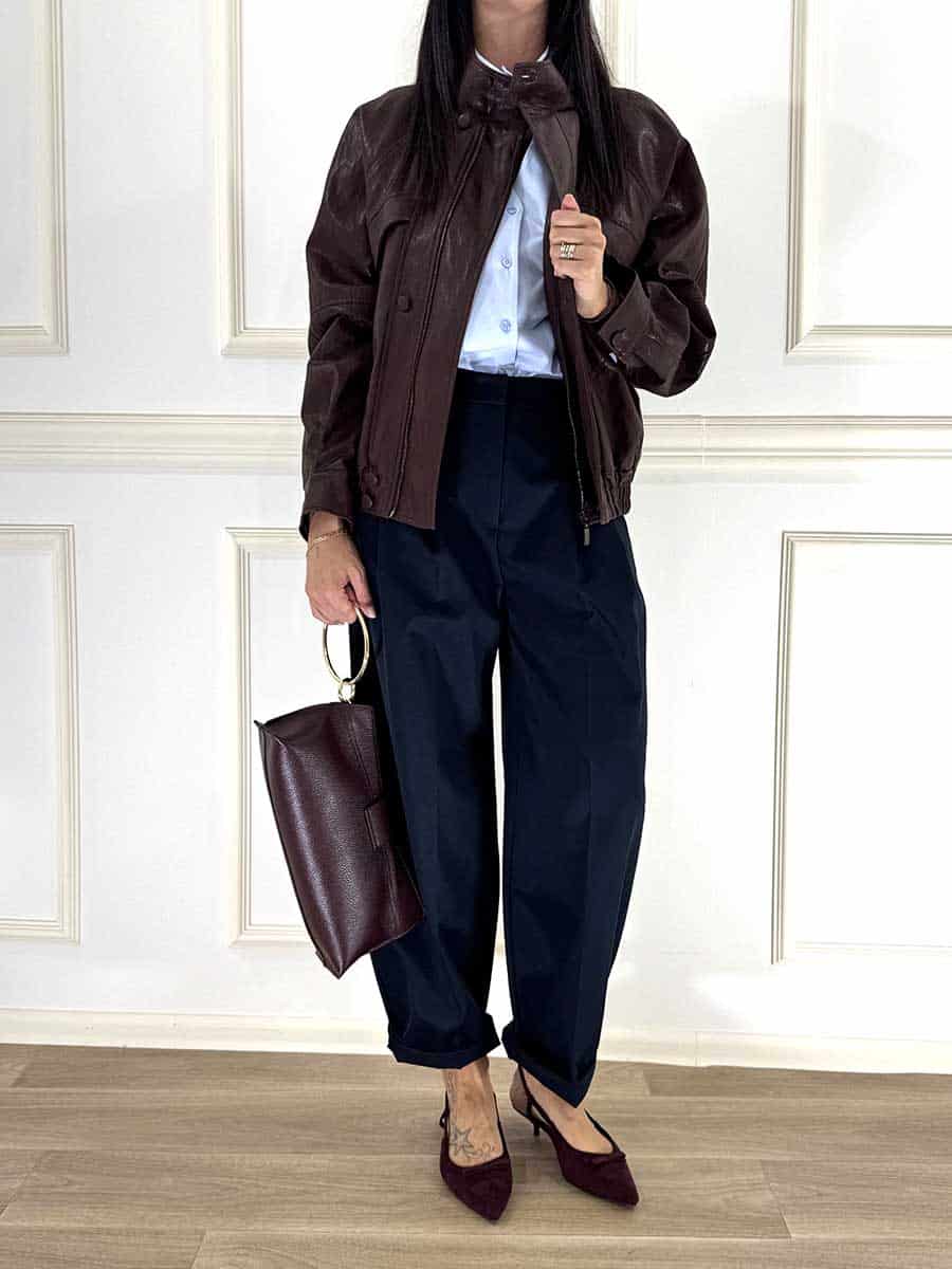 BOMBER IN ECOPELLE BORDEAUX ART. 27B6115 - TENSIONE IN