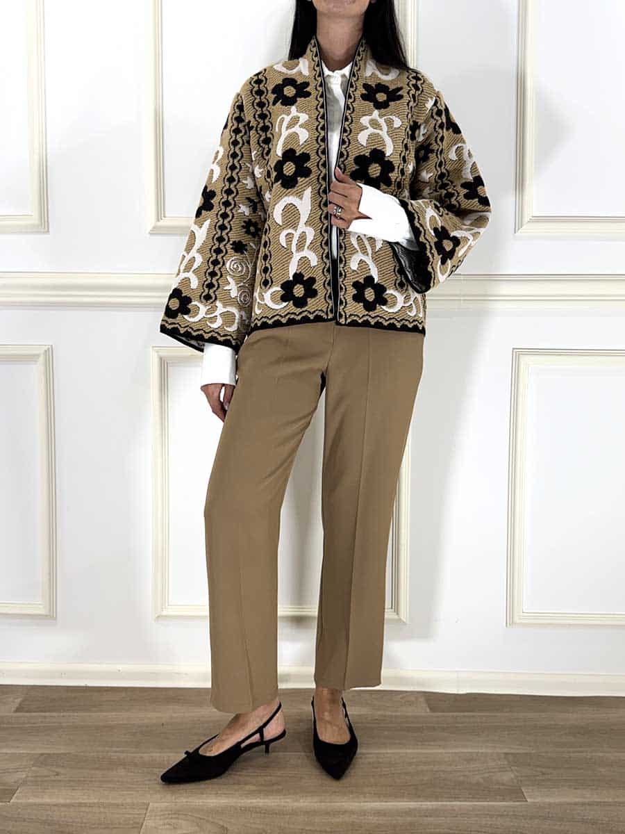 CARDIGAN MISTO ALPACA FANTASIA FLOREALE ART. W6HMG71A400 - TENSIONE IN