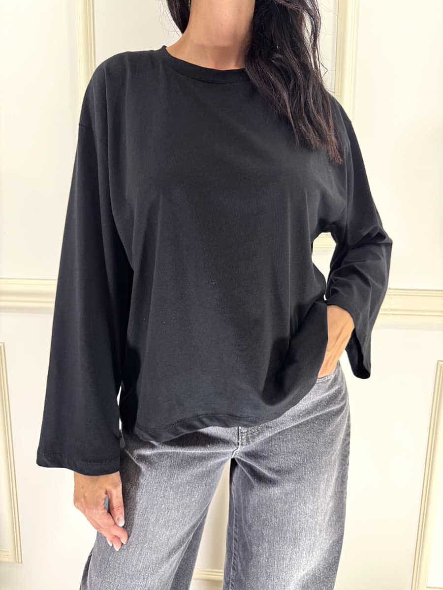 T-SHIRT GIROCOLLO MANICA AMPIA ART. FW260045 - TENSIONE IN - NERO