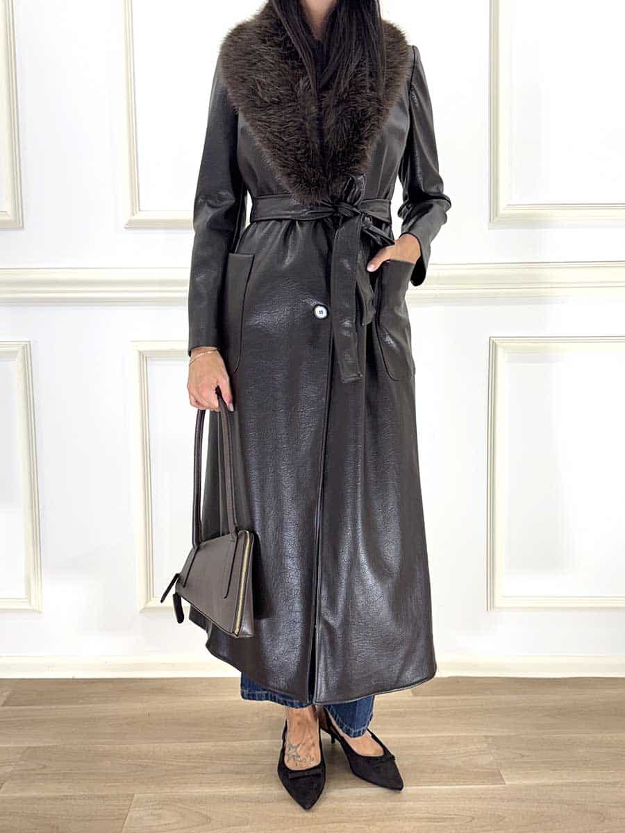 CAPPOTTO ECOPELLE CON COLLO IN ECOFUR ART. PP426T20 - SUSY MIX
