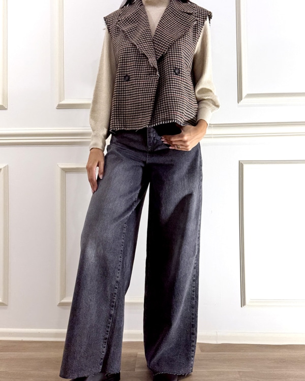 GILET PIED DE POULE DOPPIO PETTO ART. W26J256 - TENSIONE IN