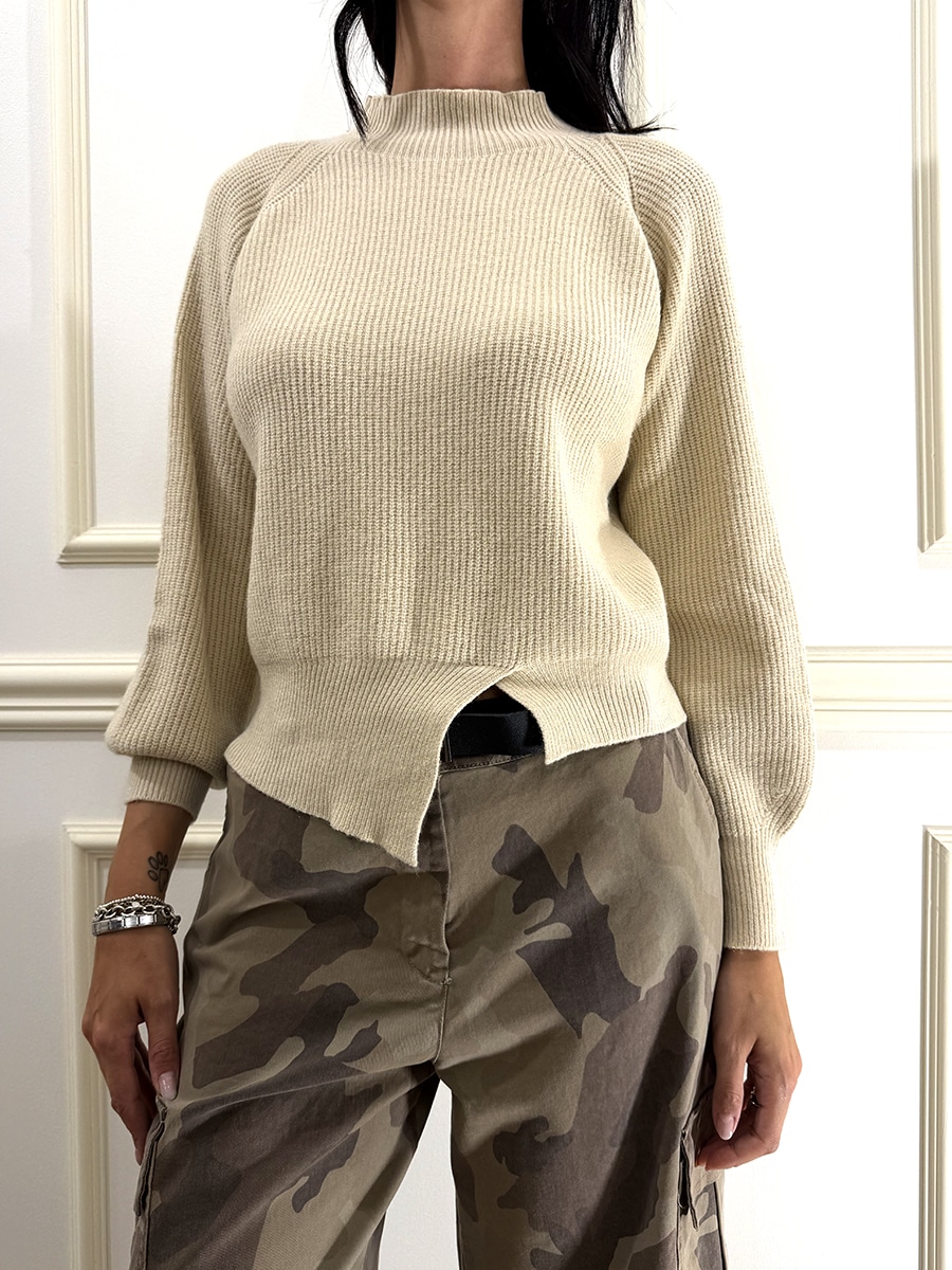 PULLOVER FONDO ASIMMETRICO ART. AI51223 - SUSY MIX - VANIGLIA