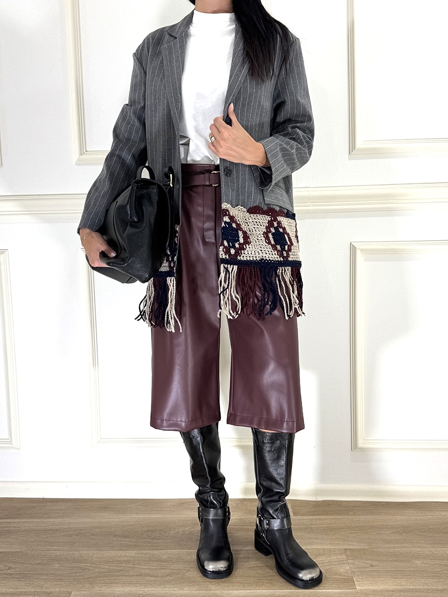 BLAZER A RIGHE CON INSERTO CROCHET E FRANGE ART. J881B033 - DIXIE