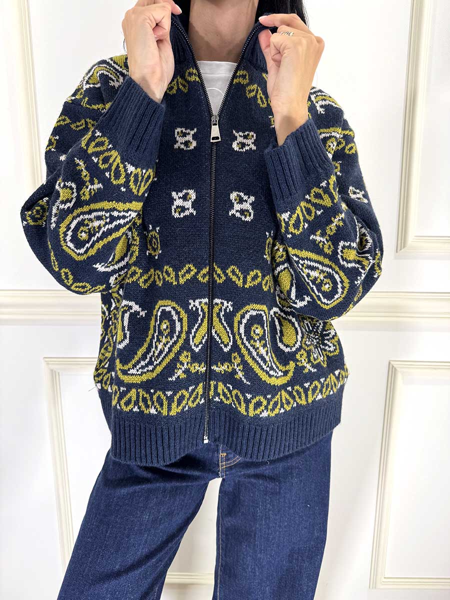 MAGLIA CON ZIP A FANTASIA ART. W6HMG73A400BM - MOTEL