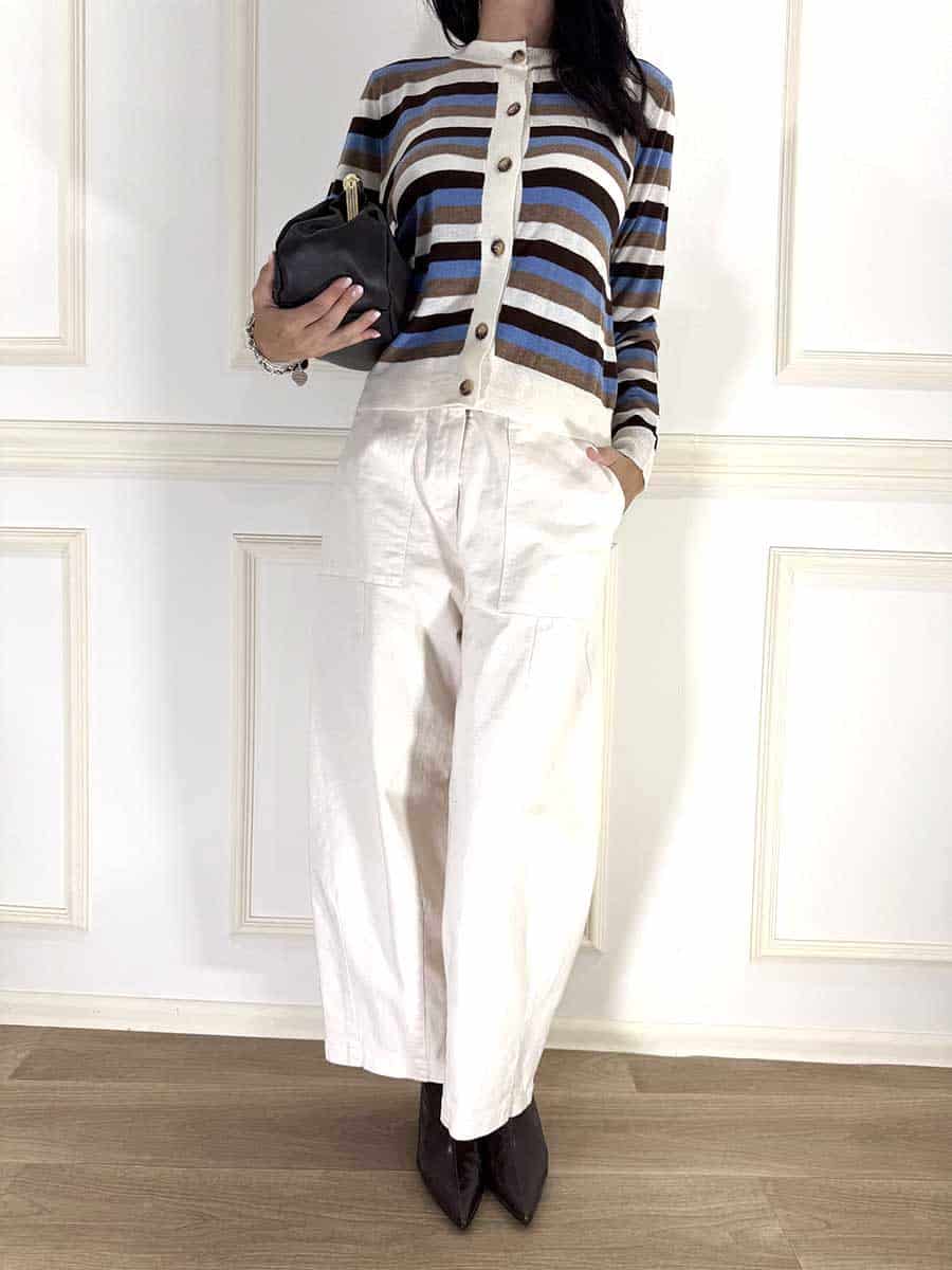 CARDIGAN A RIGHE CON BOTTONCINI ART. FW26473-MO - MOTEL
