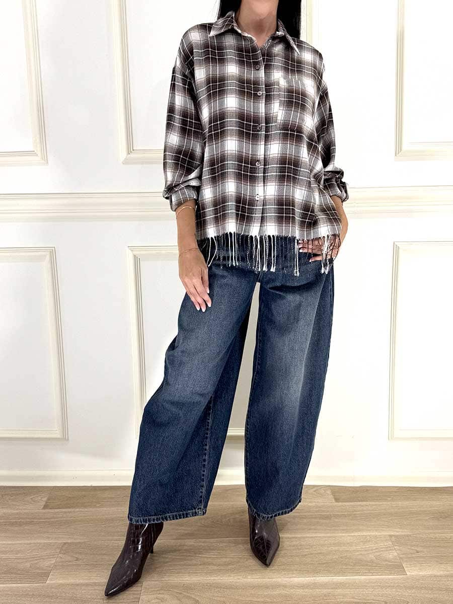 CAMICIA CHECK CON FRANGE ART. W26C483 - TENSIONE IN