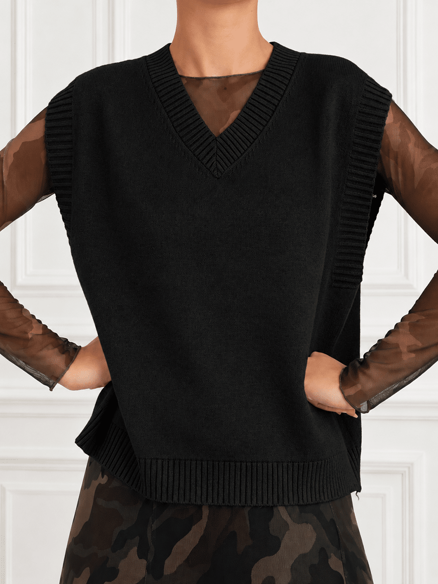 GILET V ART. M313 - SUSY MIX - NERO