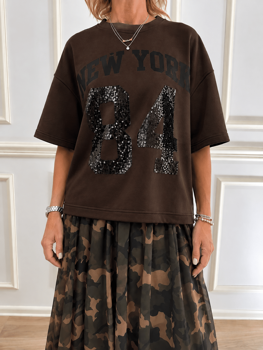 FELPA CON NUMERO ART. 27M6289 - MOTEL - MORO