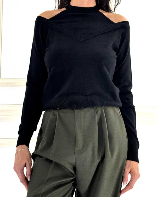 MAGLIA CUT OUT ART. M338 - SUSY MIX - NERO
