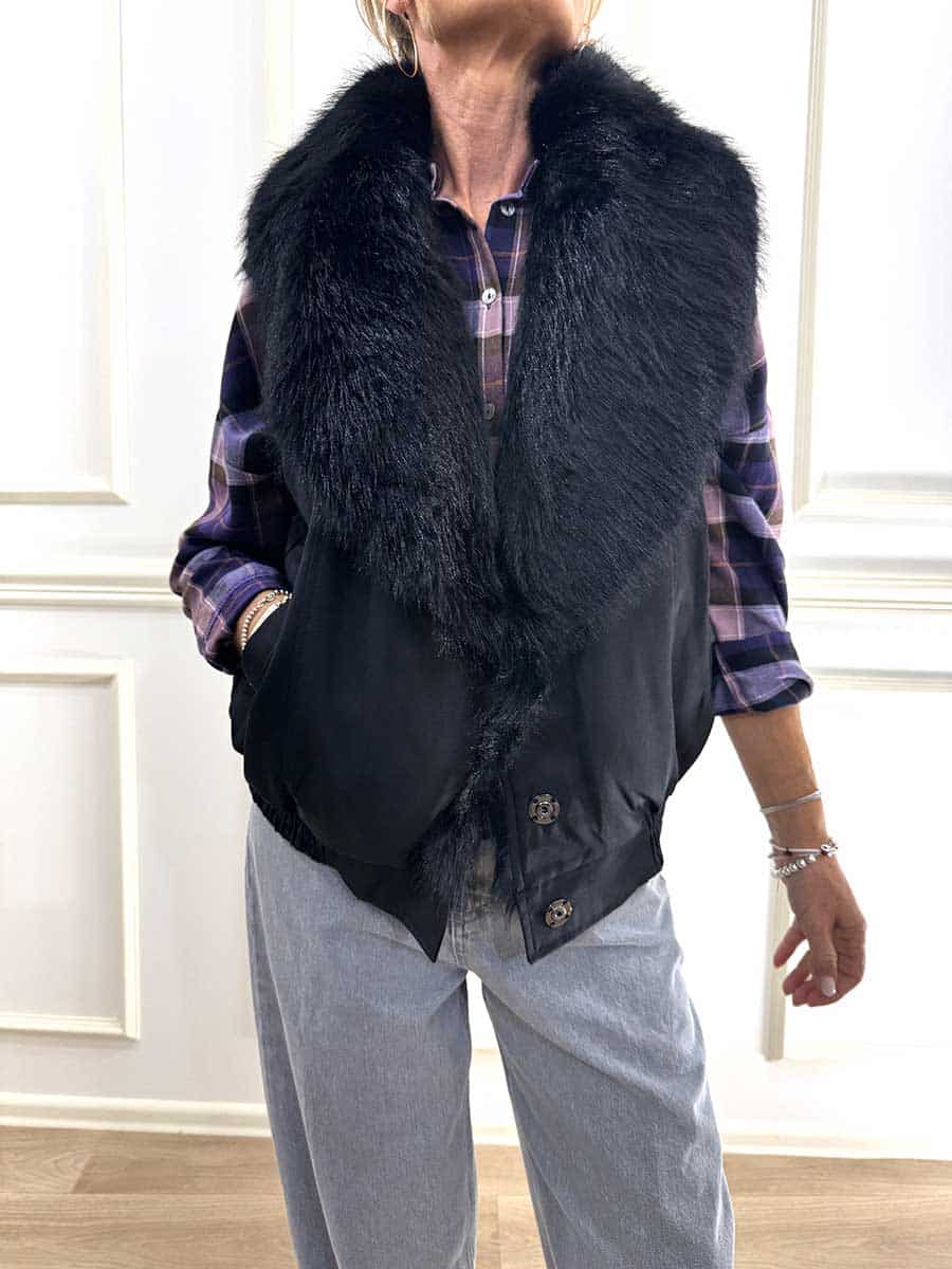 GILET ECOFUR REVERSIBILE ART. ST60143 - SUSY STAR - NERO