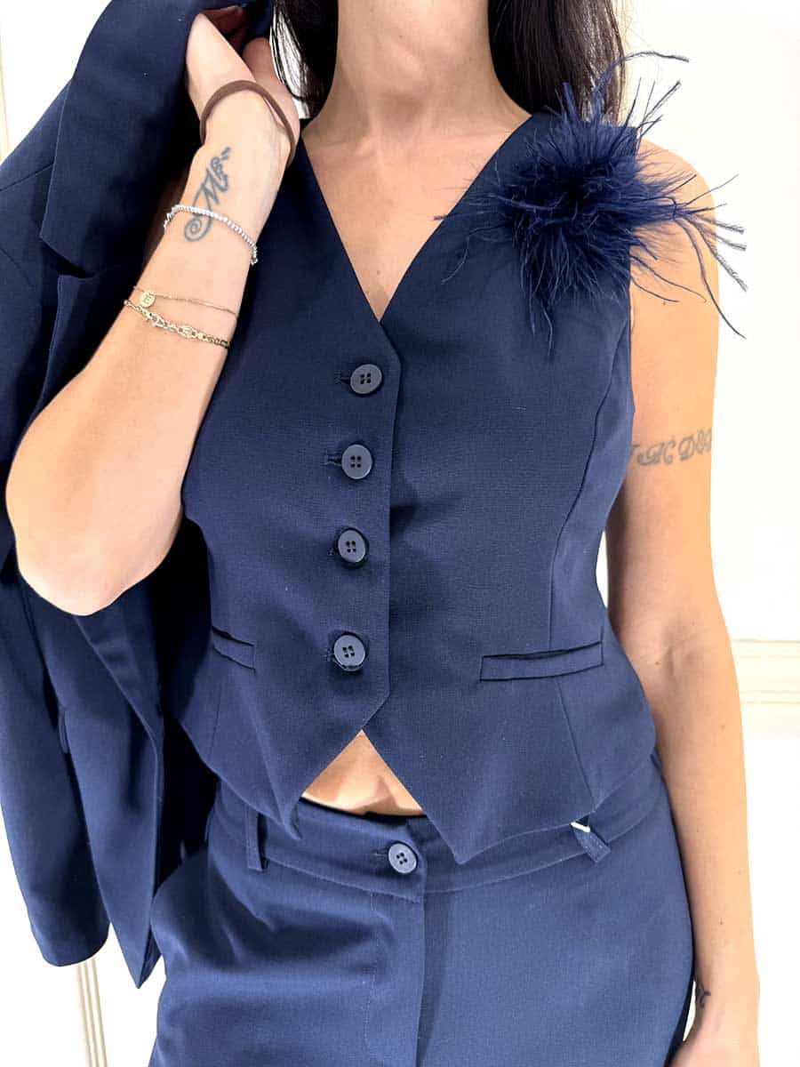 COMPLETO GILET E PANTALONE ART. 27C6498 - MOTEL - Blu, S