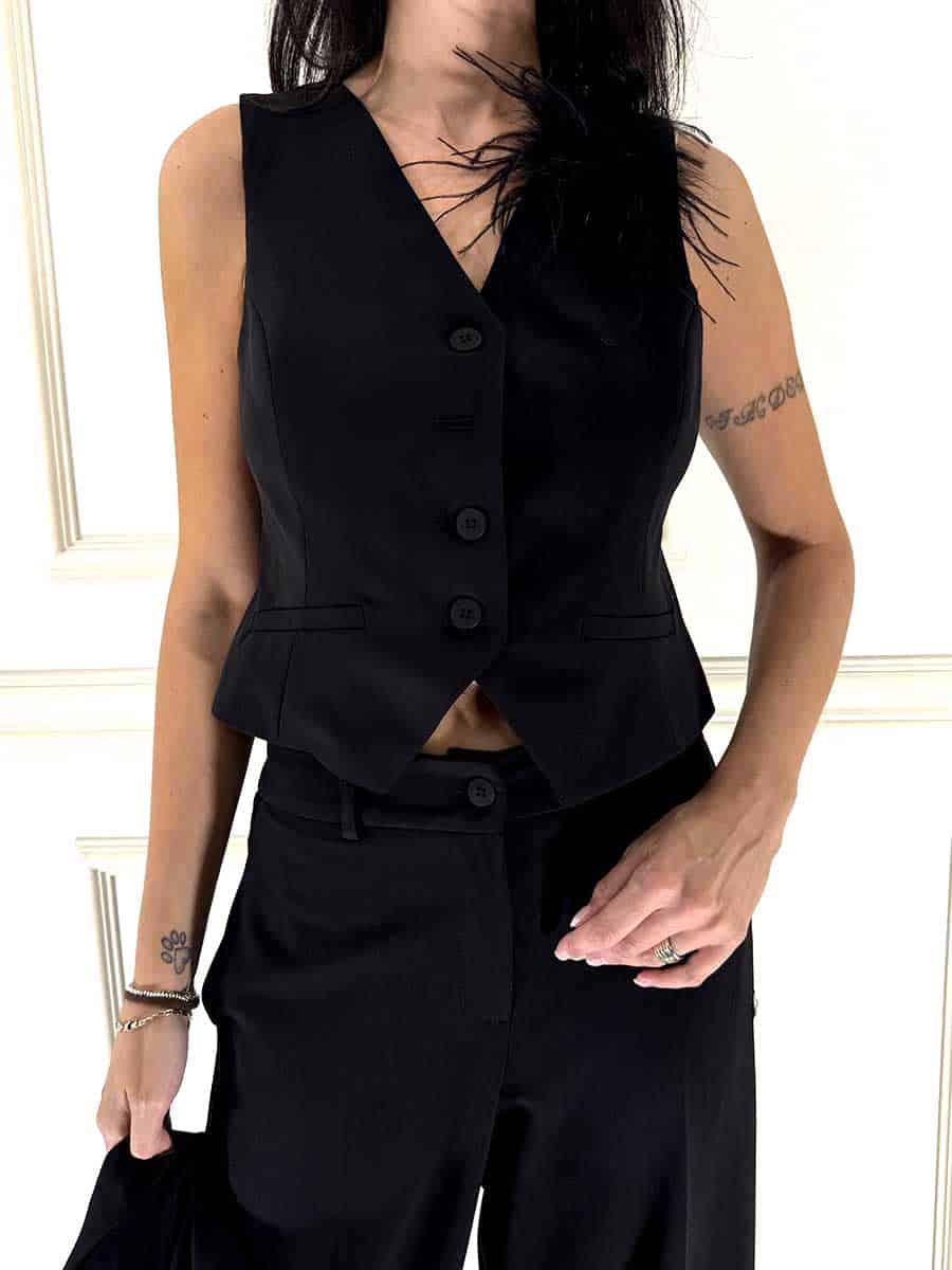COMPLETO GILET E PANTALONE ART. 27C6498 - MOTEL - NERO, S