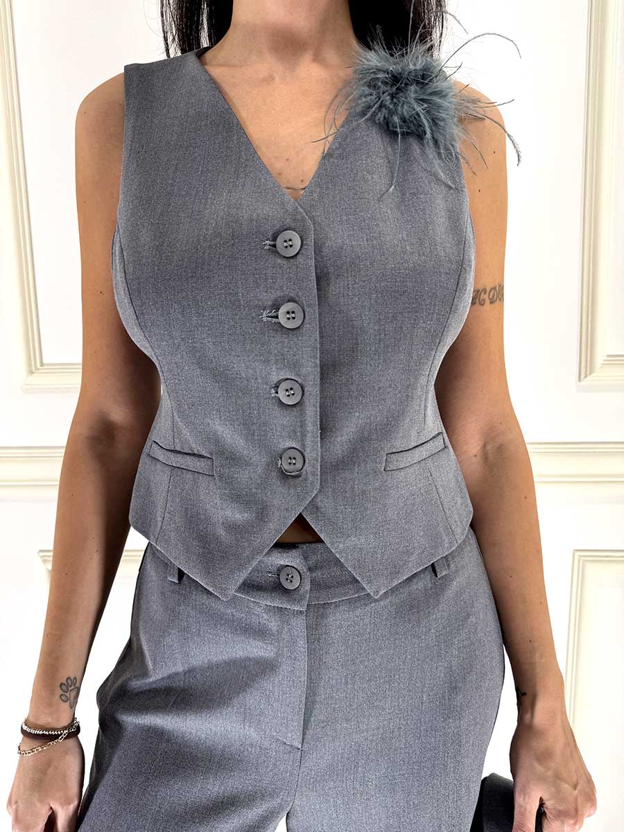 COMPLETO GILET E PANTALONE ART. 27C6498 - MOTEL - GRIGIO, S