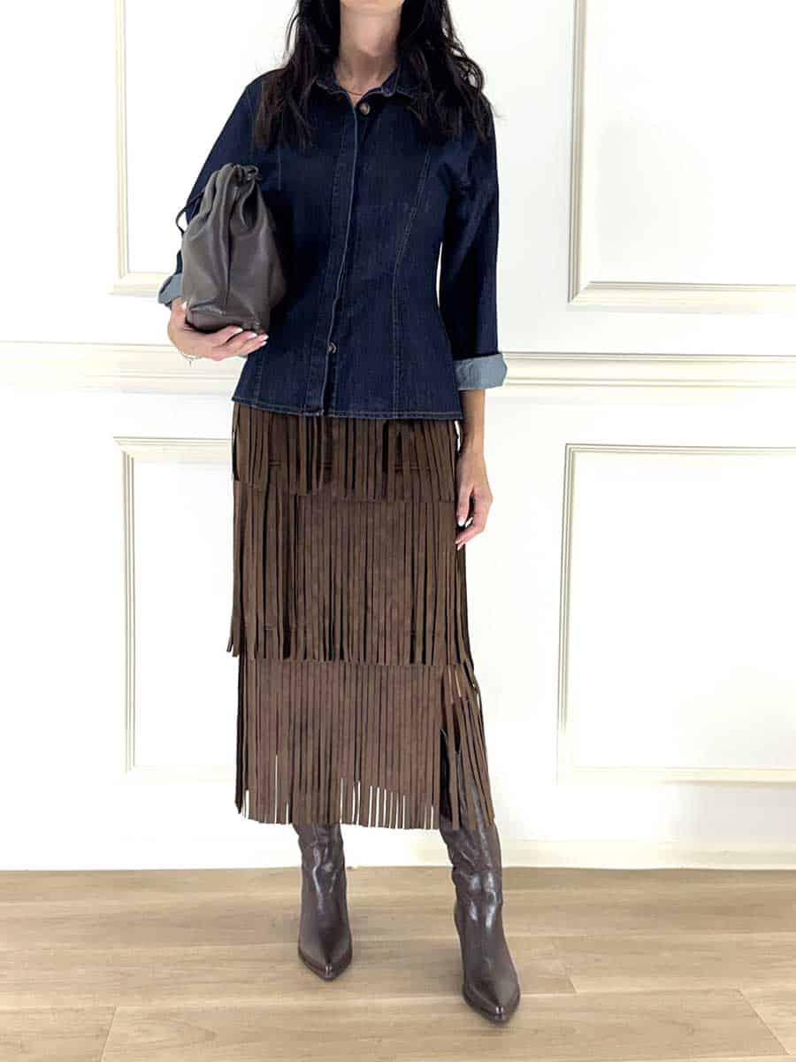 GONNA IN SIMIL SUEDE CON FRANGE ART. TAC1413 - VICOLO